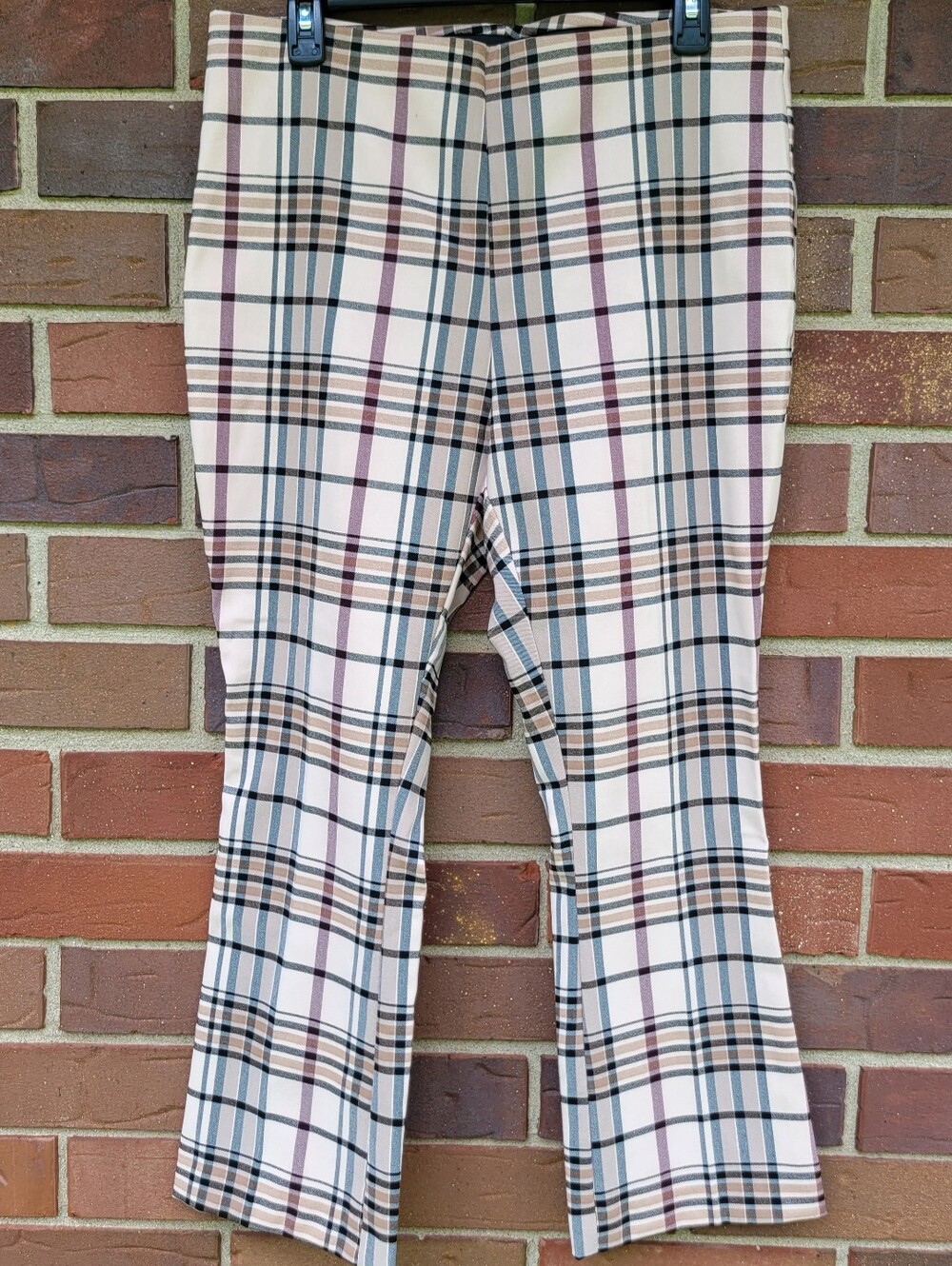 Jules & Leopold Tan Plaid Pants Womens Large, Measures 34x26 Stretchy